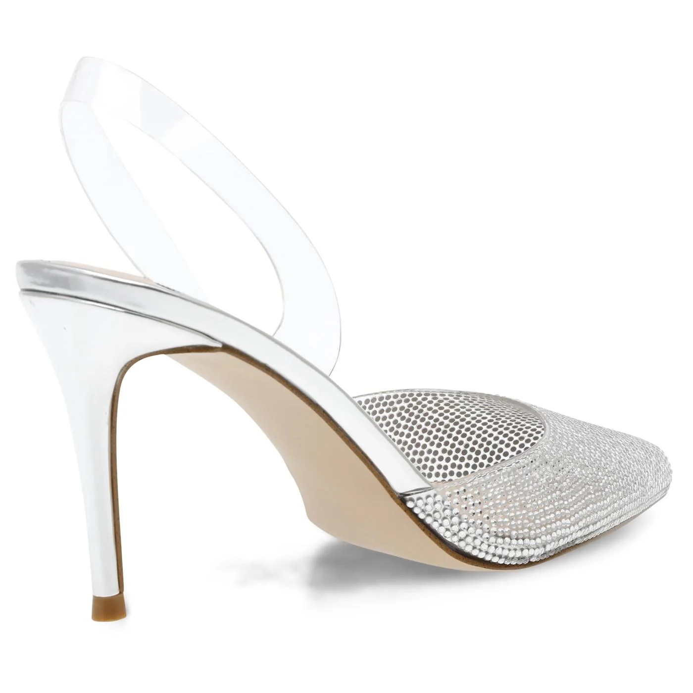 W' Lucyle Silver Clear Vinyl + Clear Stones Pumps - Image 4