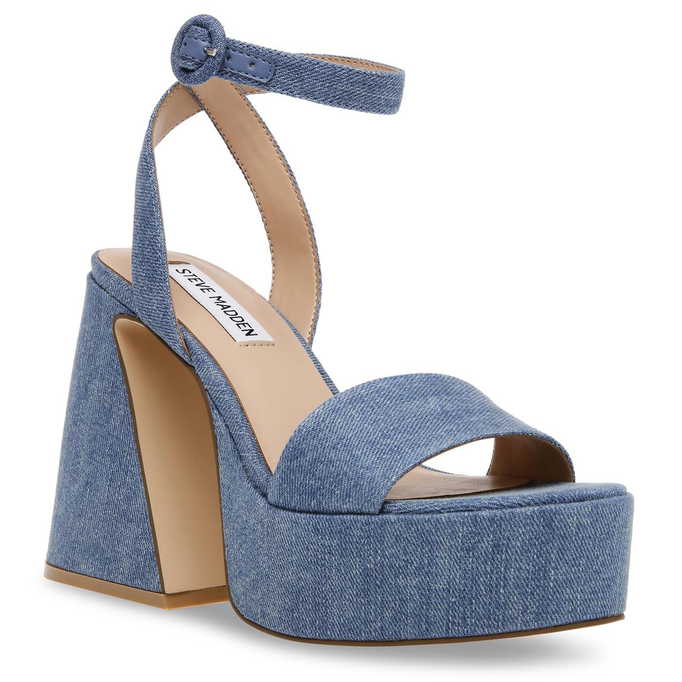 Paysin Blue Denim Fabric Sandals