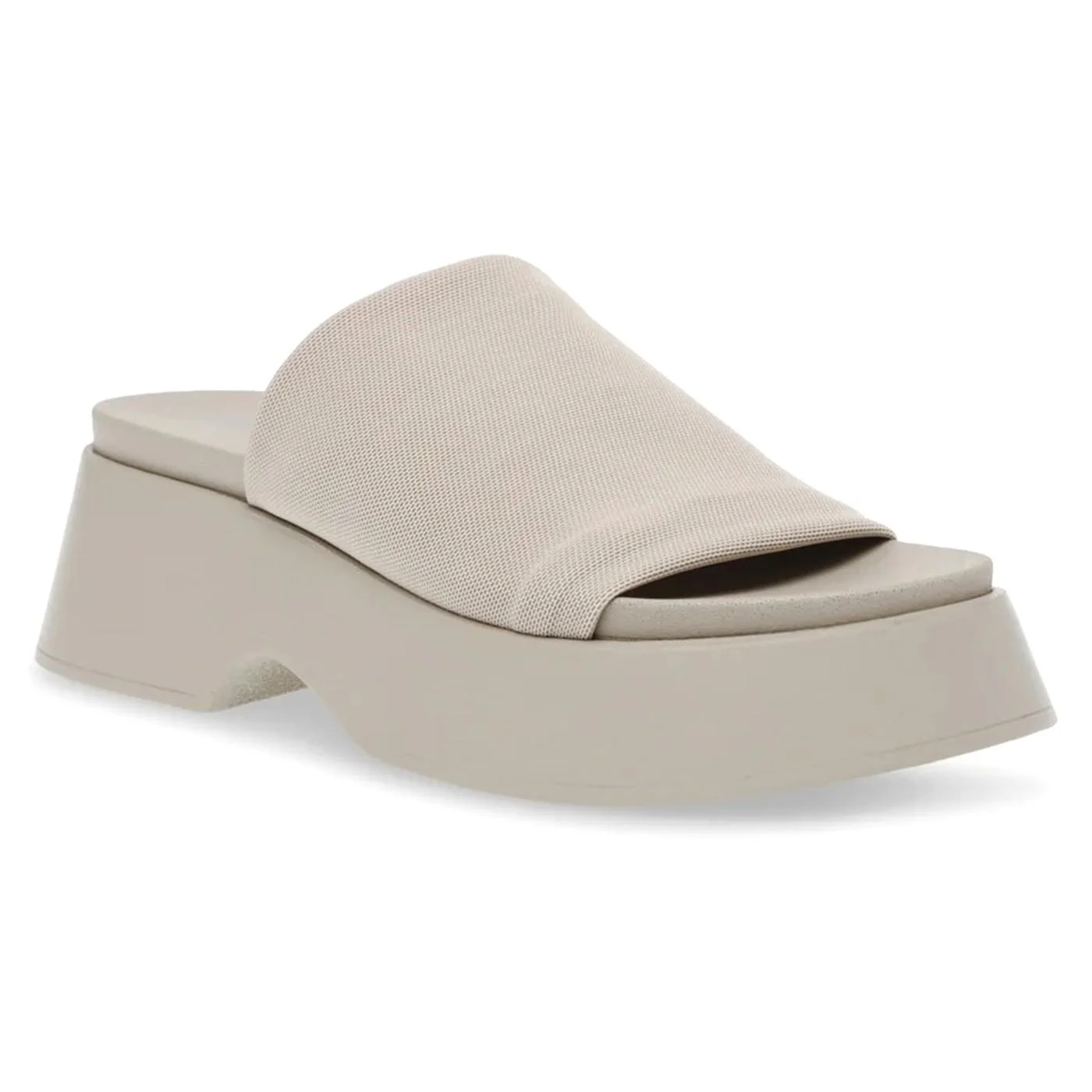 Throw Back Greige Stretch Power Mesh Sandals