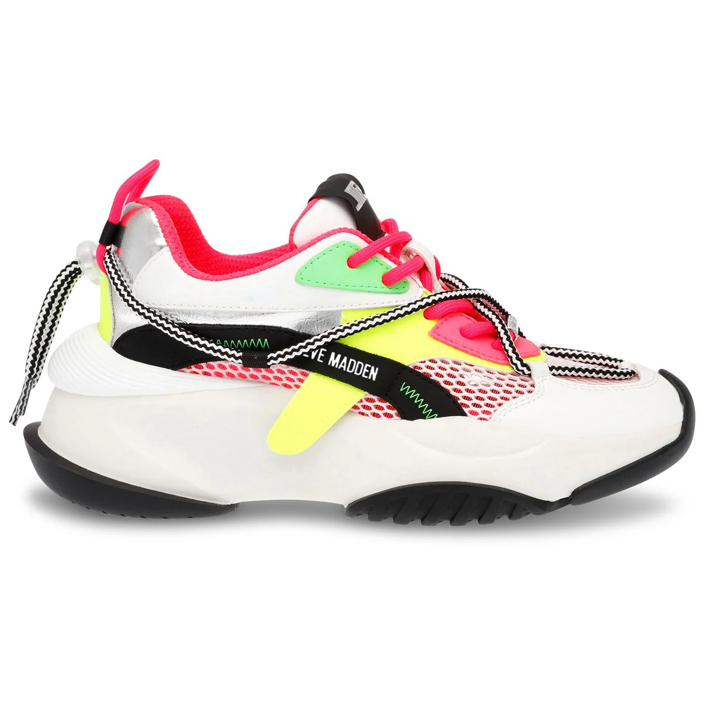 W' Bonanza Black / Fuchsia PU + Mesh Shoes - Image 2