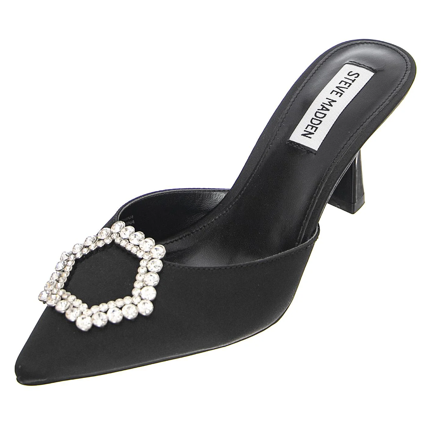 W' Luxe City Black Satin Sandals