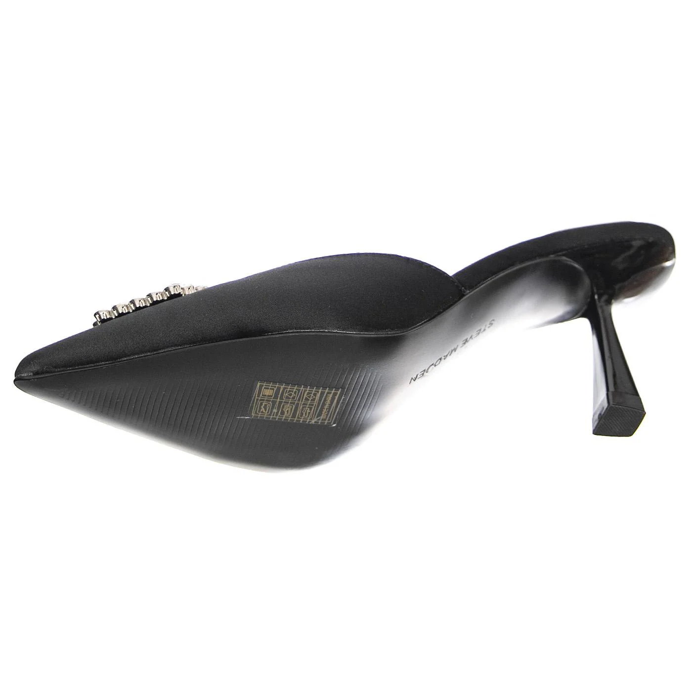 W' Luxe City Black Satin Sandals - Image 5