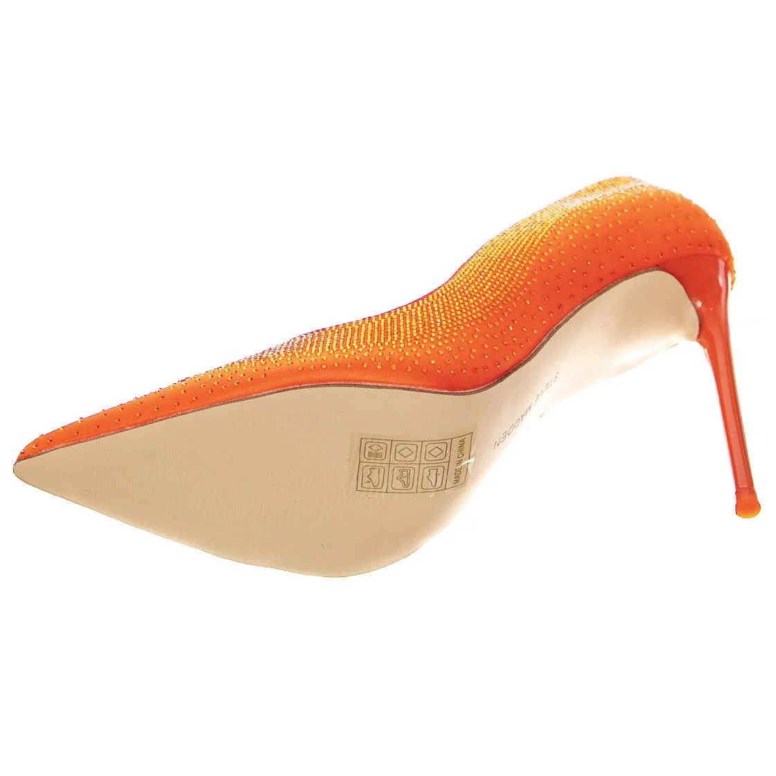 Womens Valorous Orange Satin Pumps - Image 5