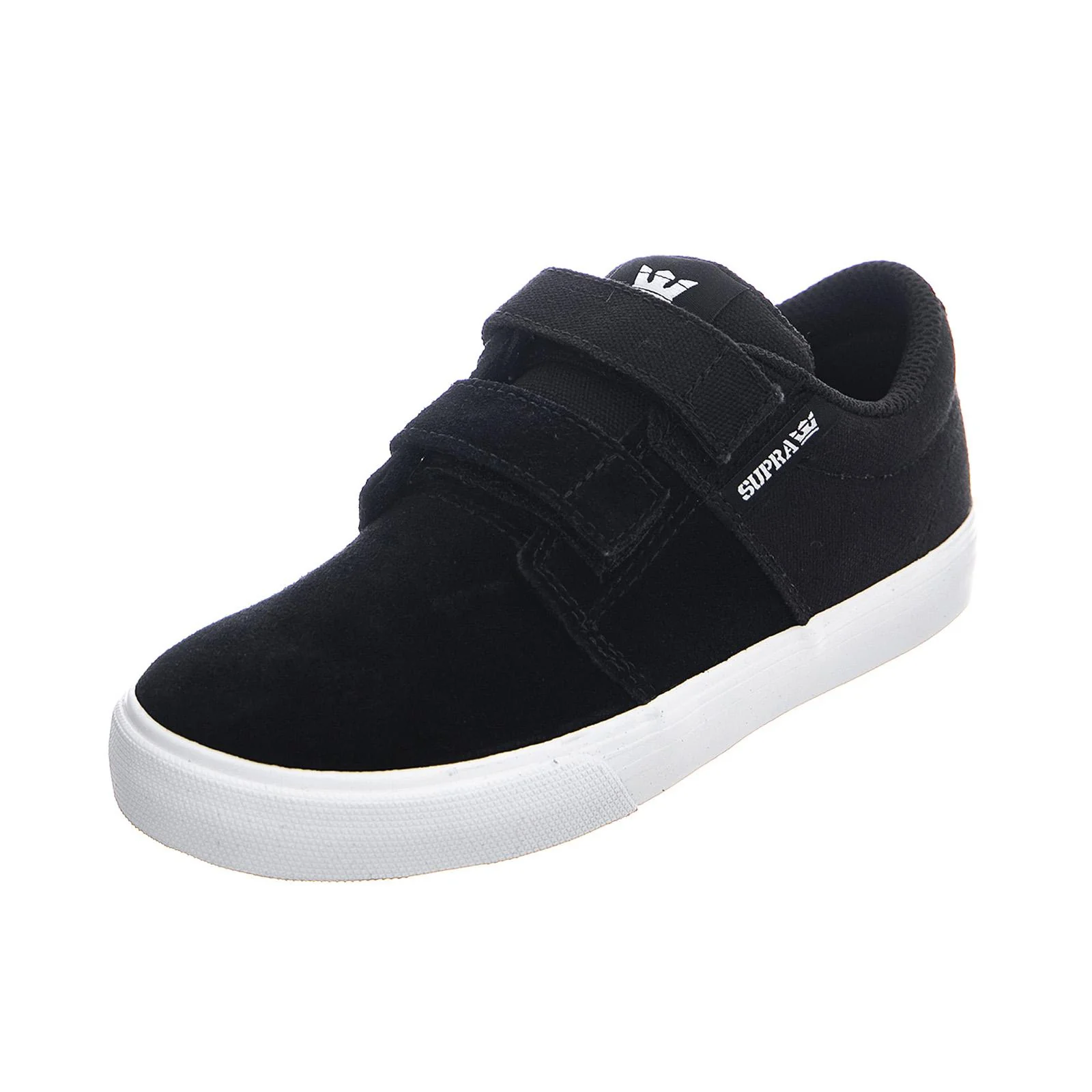 Kids Stacks II Vulc Velcro Sneakers - Black / White - Black Low Top Kids Shoes 13C Kids SUPRA