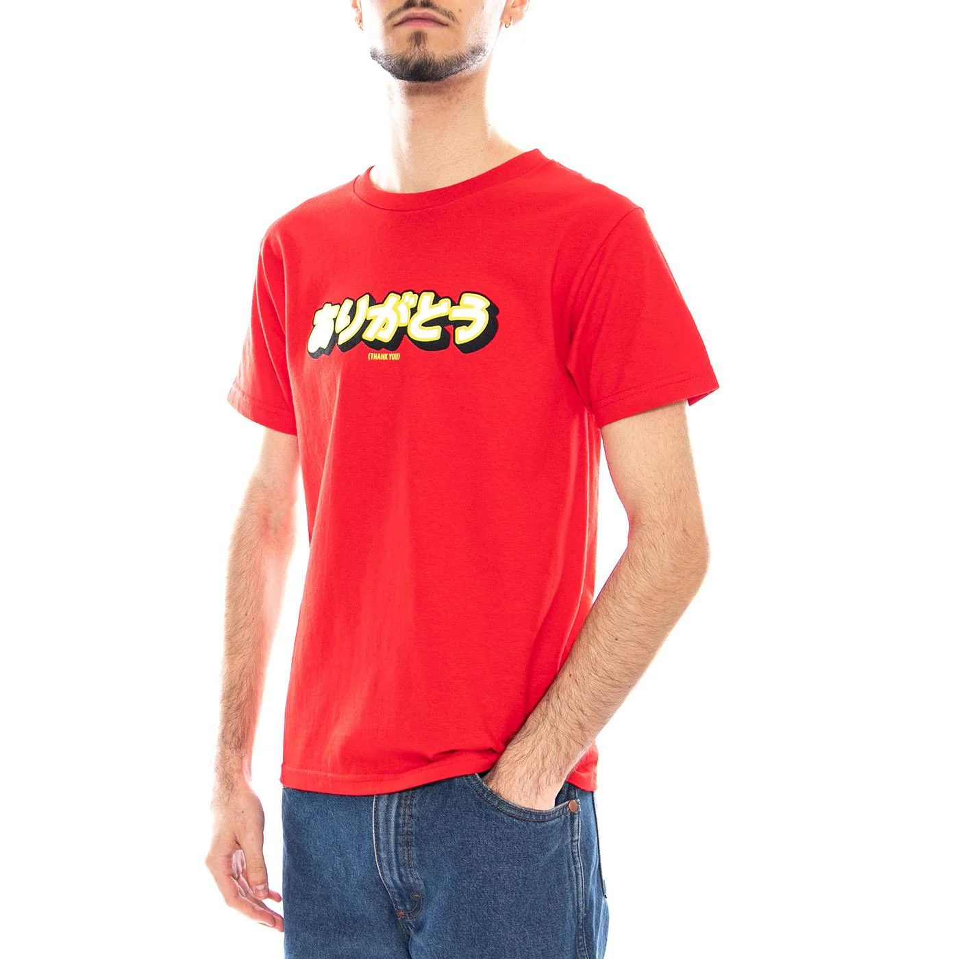 Kanji Tee Red - Men's Red Crew Neck T-Shirt Men THANK YOU