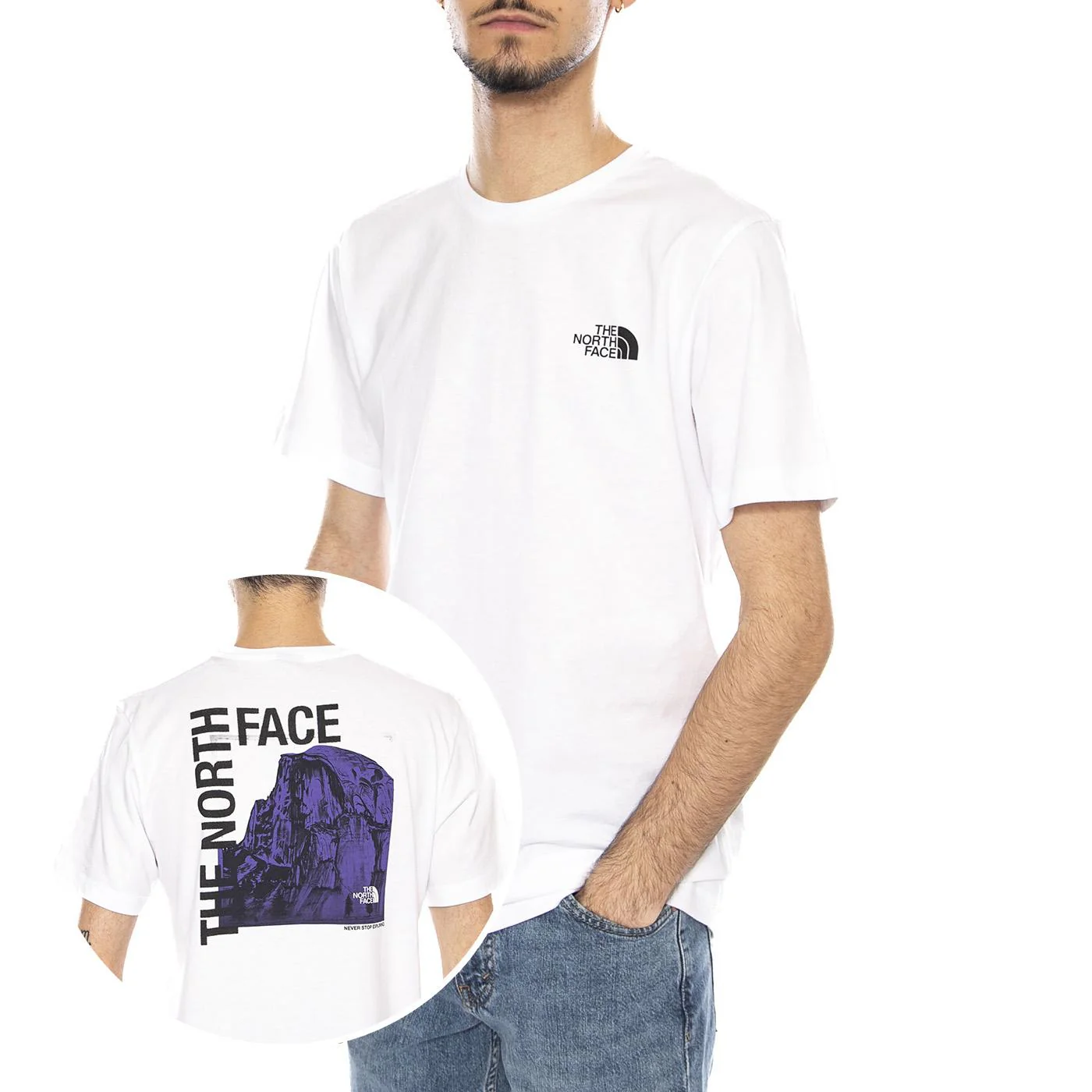 M Half Dome Photo SS Tee White -- Crew Neck T-Shirt Men's White Men's THE NORTH FACE