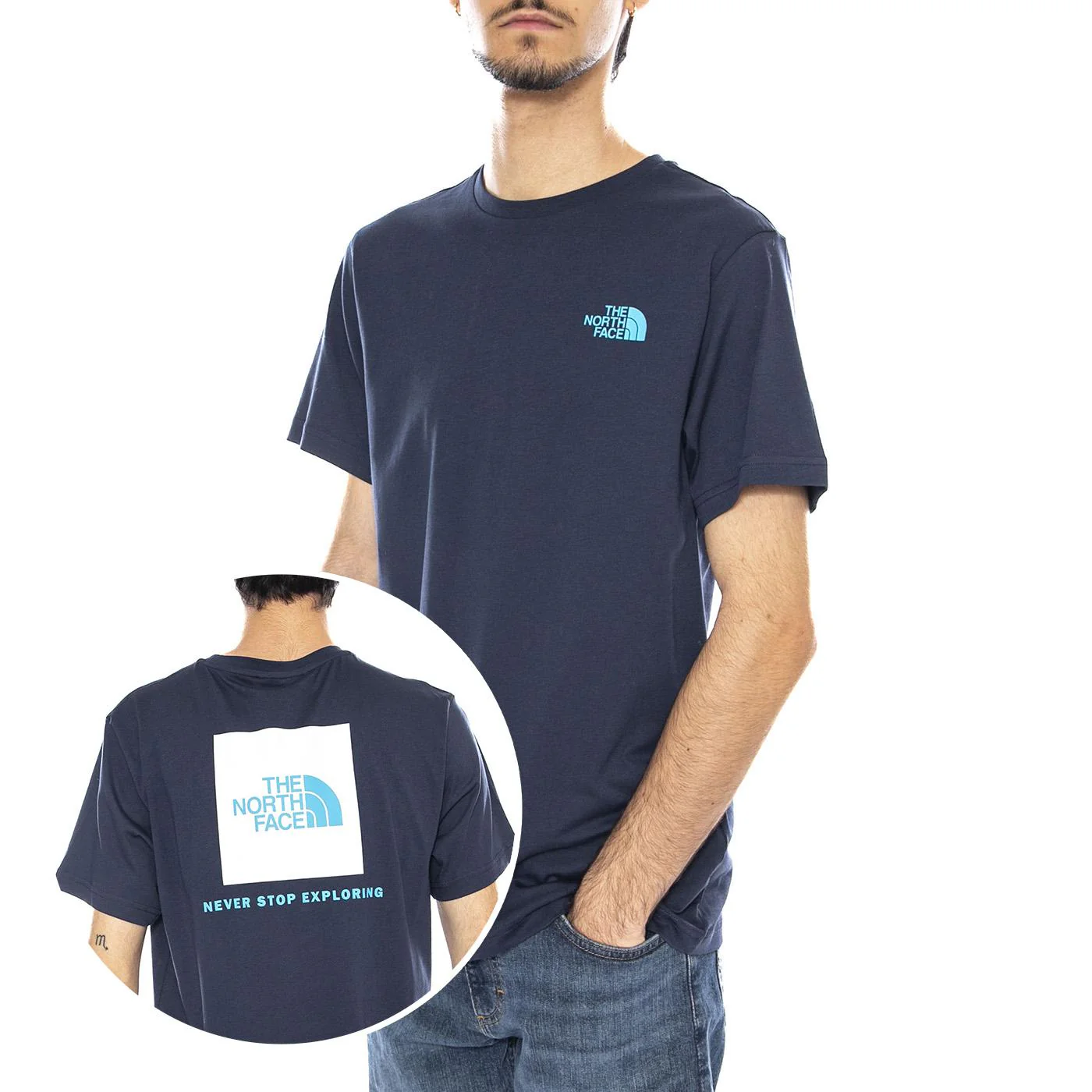 M SS Box NSE Tee Blue - Men's Crew Neck T-Shirt Blue Men THE NORTH FACE