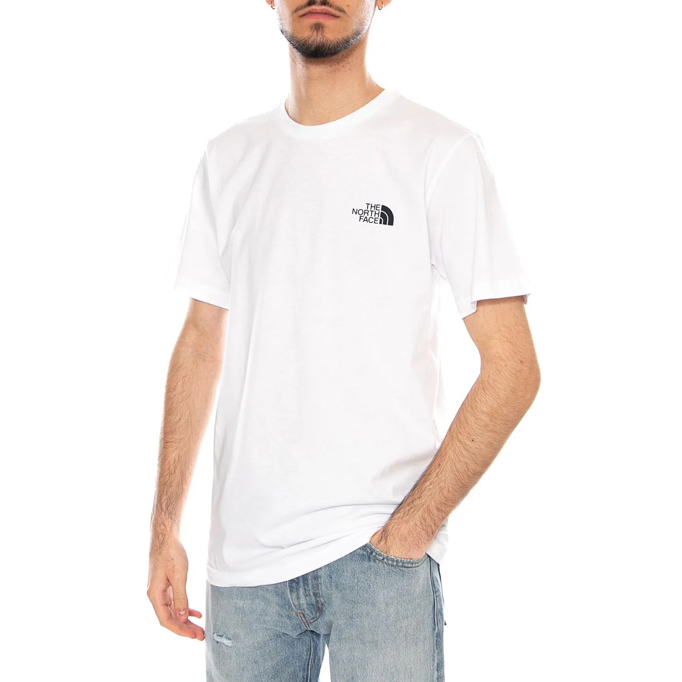 M Vertical Logo SS Tee White - Men's Crew Neck T-Shirt White Men THE NORTH FACE