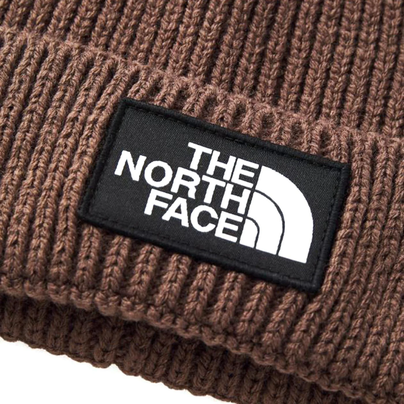 TNF Logo Box Cuffed Beanie Brown - Image 2