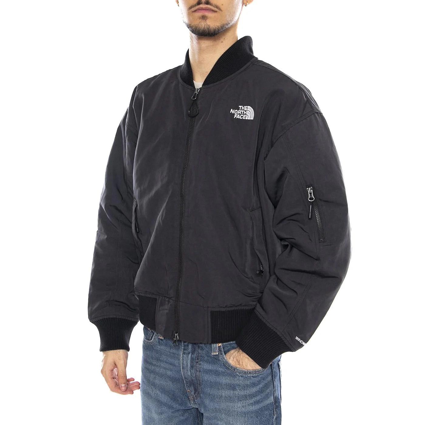 U TNF Bomber Black -- Men's Black Bomber Jacket THE NORTH FACE