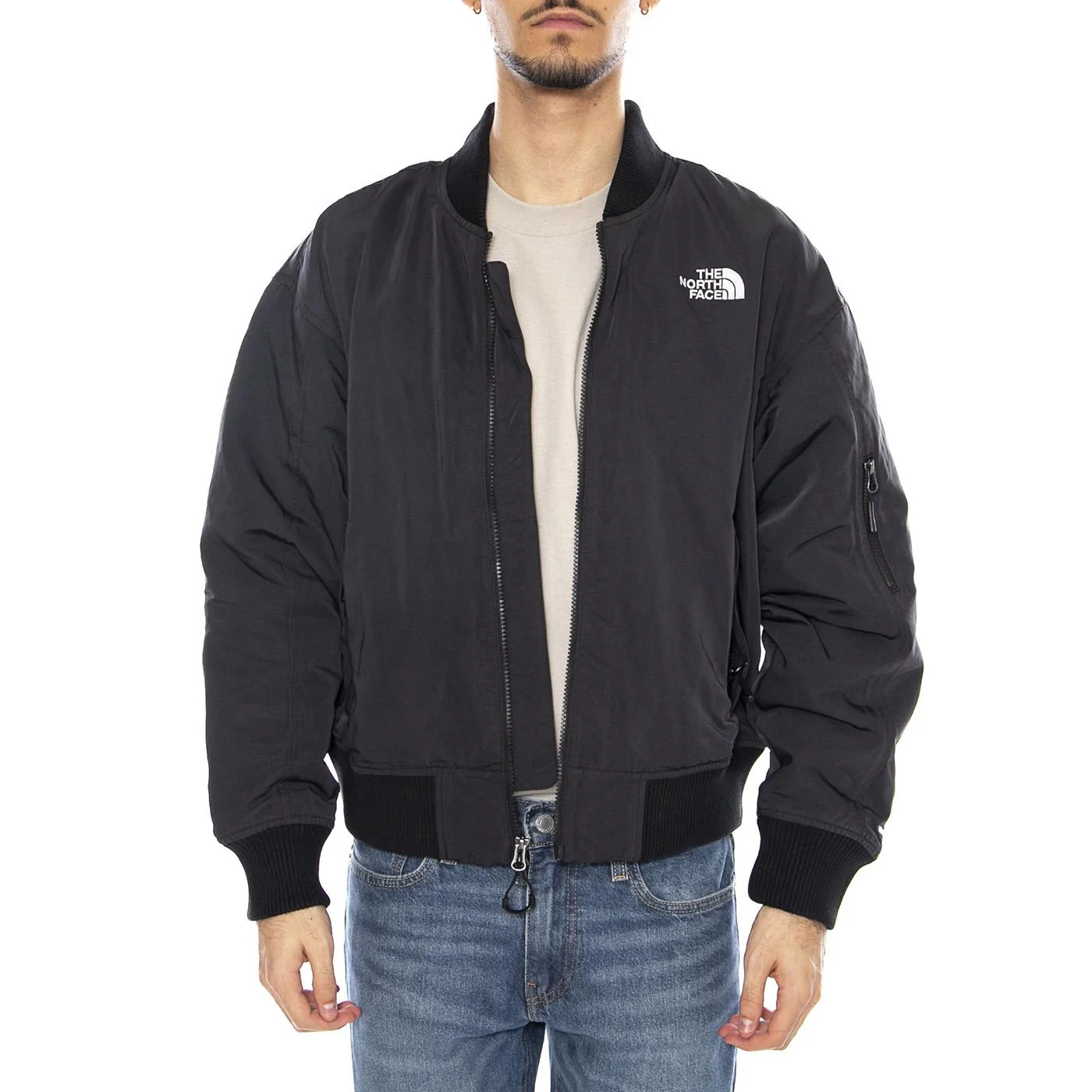 U TNF Bomber Black -- Men's Black Bomber Jacket THE NORTH FACE - Image 2