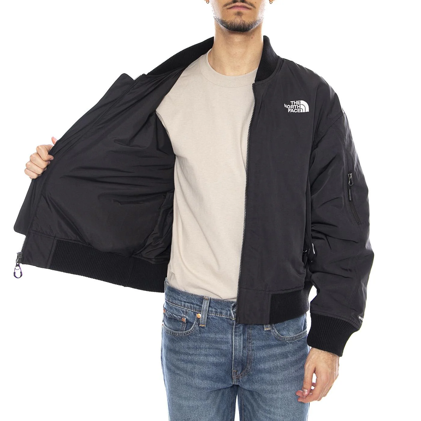 U TNF Bomber Black -- Men's Black Bomber Jacket THE NORTH FACE - Image 4