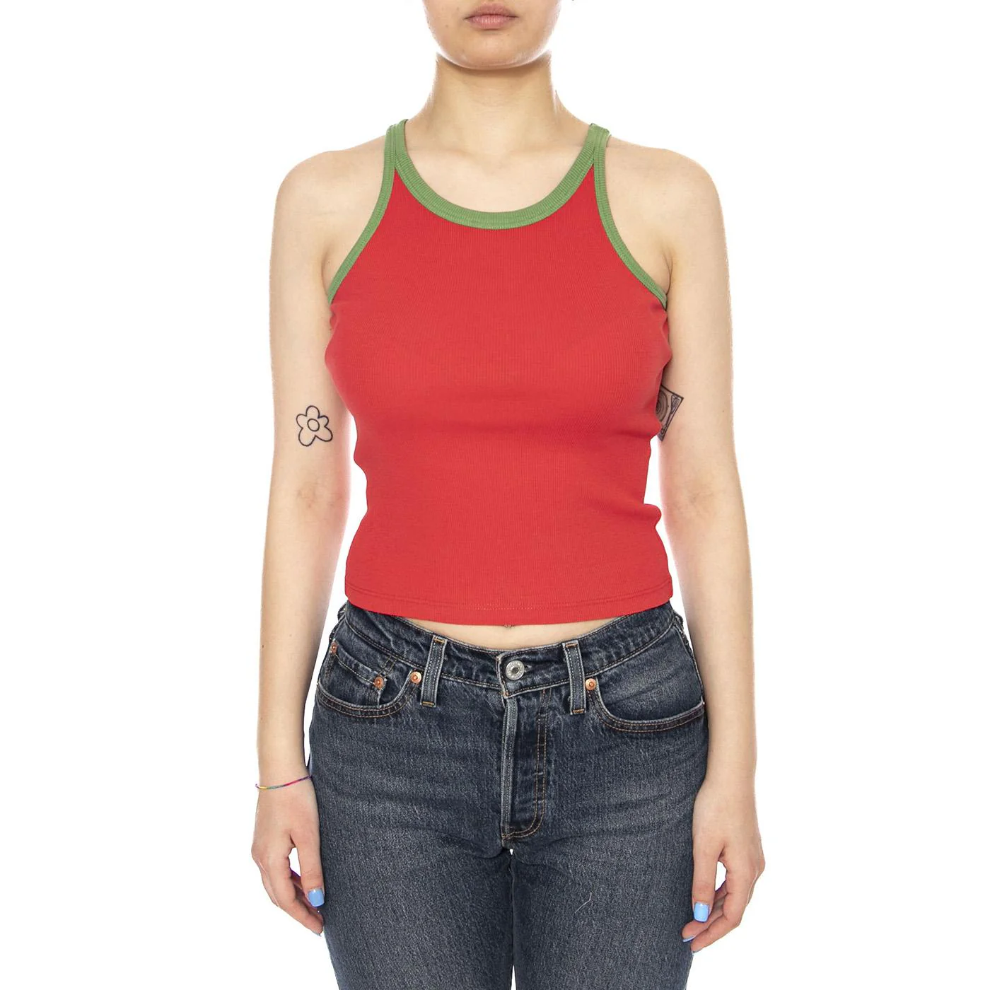 CLAVEL IVY CONTRAST HARRIET TOP - Canotta Donna Rossa  Donna THINKING MU - Image 2