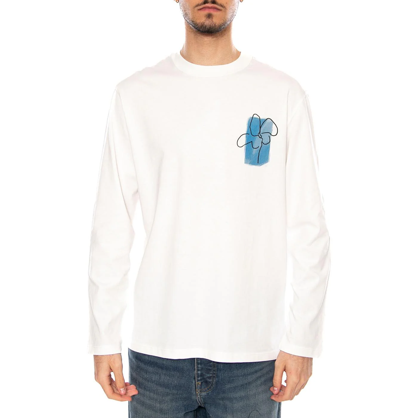 FLOWER POT BLUE EMILIO R TEE WHITE - Maglietta Girocollo Maniche Lunghe Uomo Bianca Uomo THINKING MU - Image 2