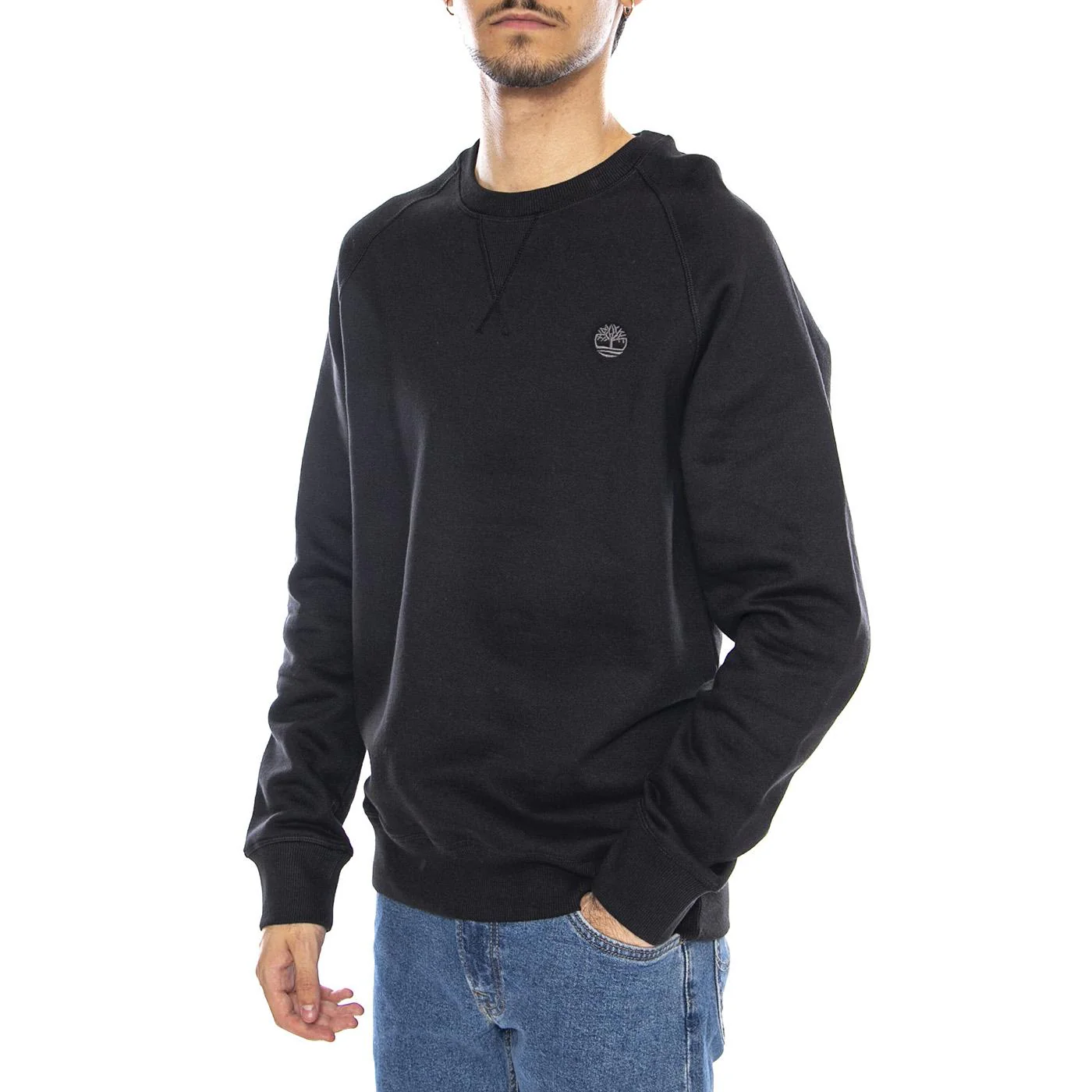 Exeter River Brushed Back Crew Sweatshirt Black - Men's Crewneck Sweatshirt Black TIMBERLAND Men's