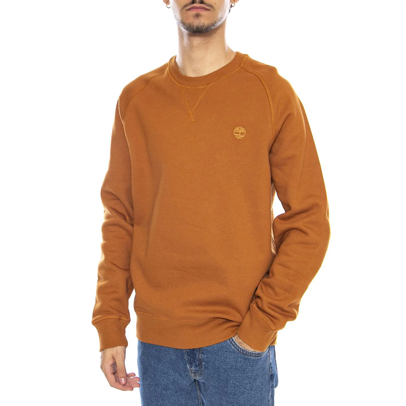 Exeter River Brushed Back Crew Sweatshirt - Men's Crewneck Sweatshirt Brown TIMBERLAND Men's