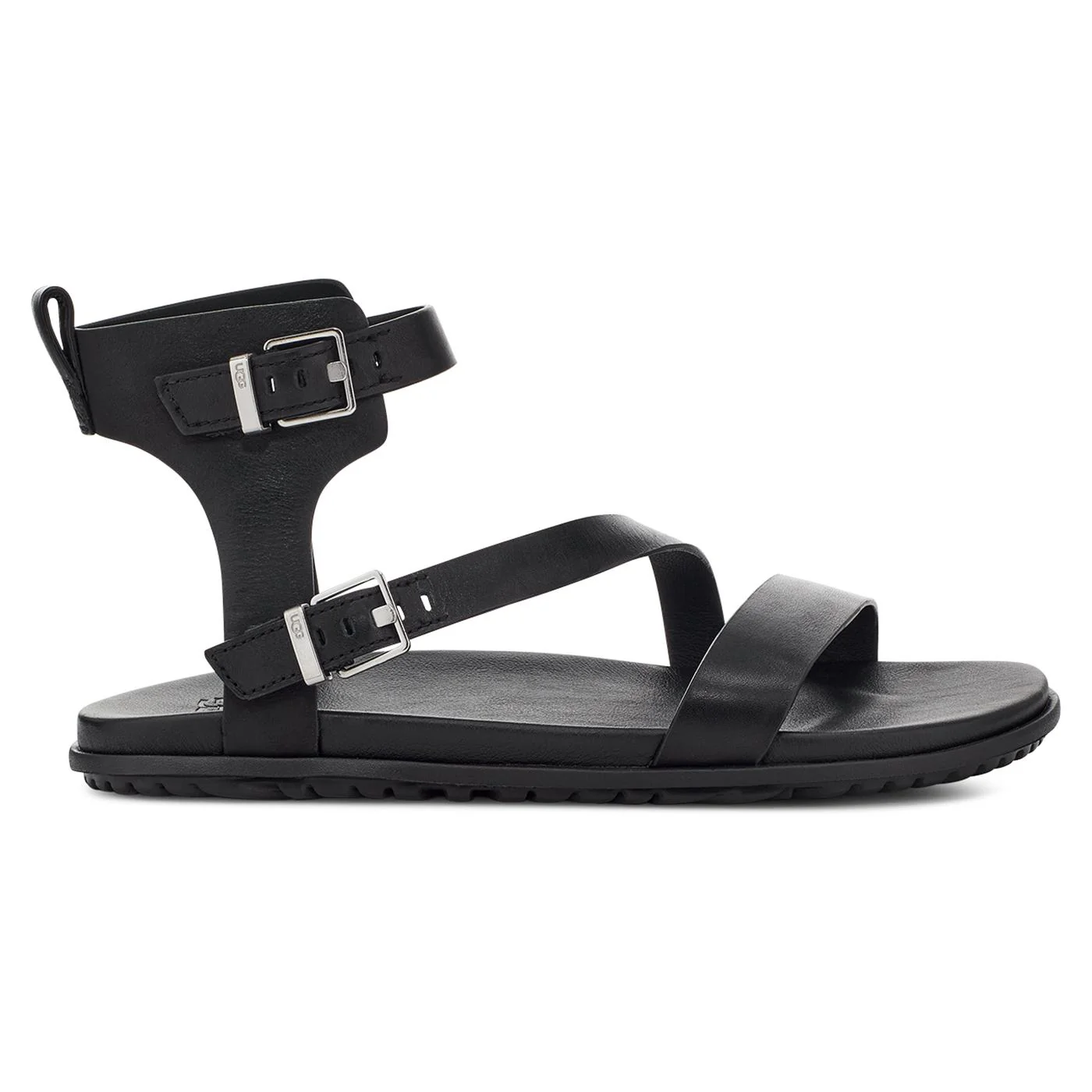 W Solivan Strap Black Leather Sandals - Image 2