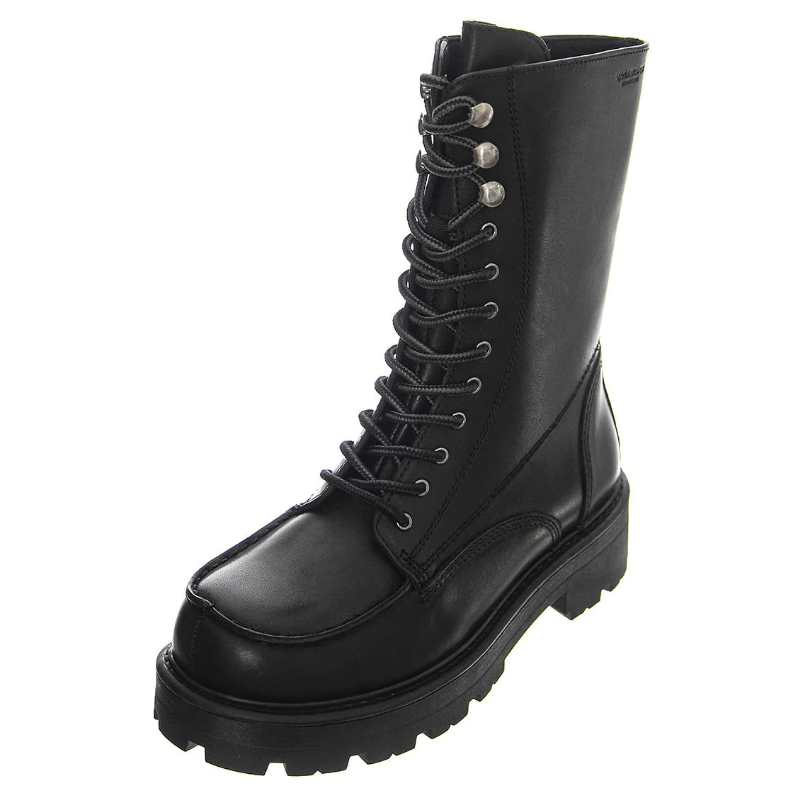 Womens Cosmo 2.0 Cow Leather Black Boots Low Heel Chunky