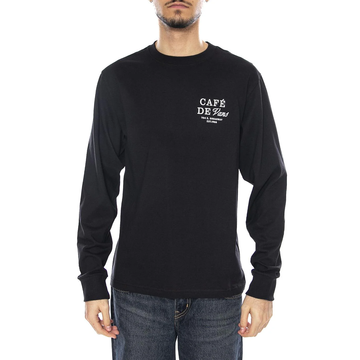 Cafe Vans LS Black - Men's Long Sleeve Crew Neck T-Shirt Black Men VANS - Image 2