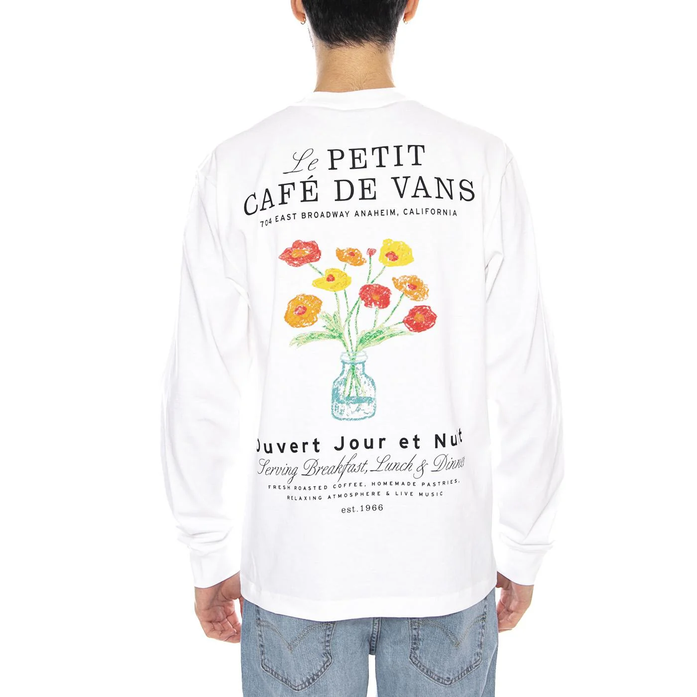 Cafe Vans LS -- Men's Long Sleeve T-Shirt White Men VANS - Image 3