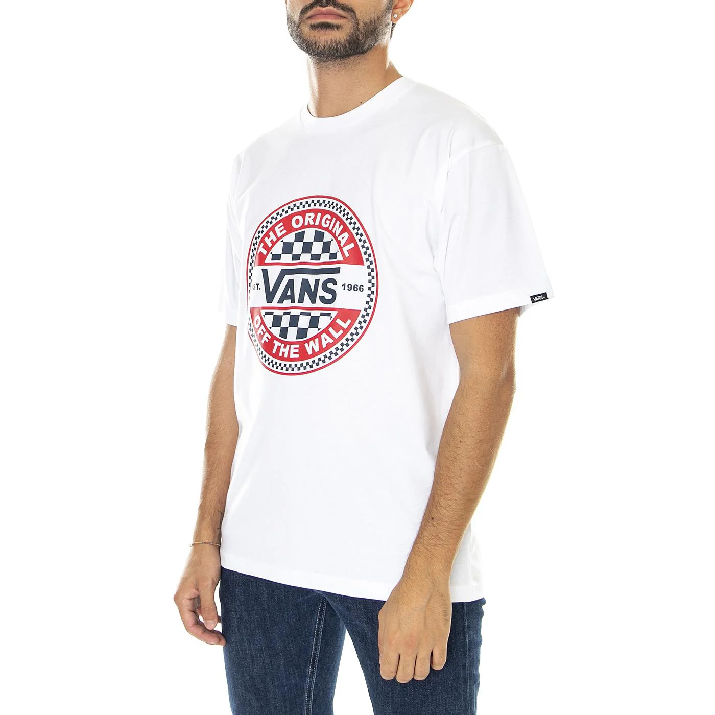 Mens Circle Checker SS Tee White