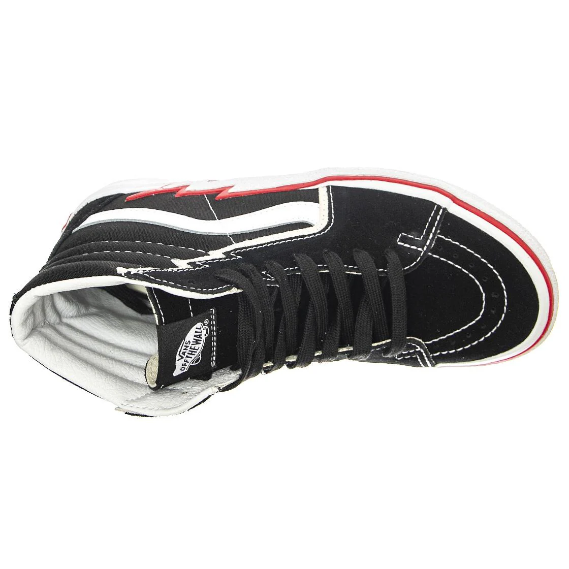 Mens UA SK8-Hi Bolt Black / Red Lace-Up High-Profile Shoes - Image 6
