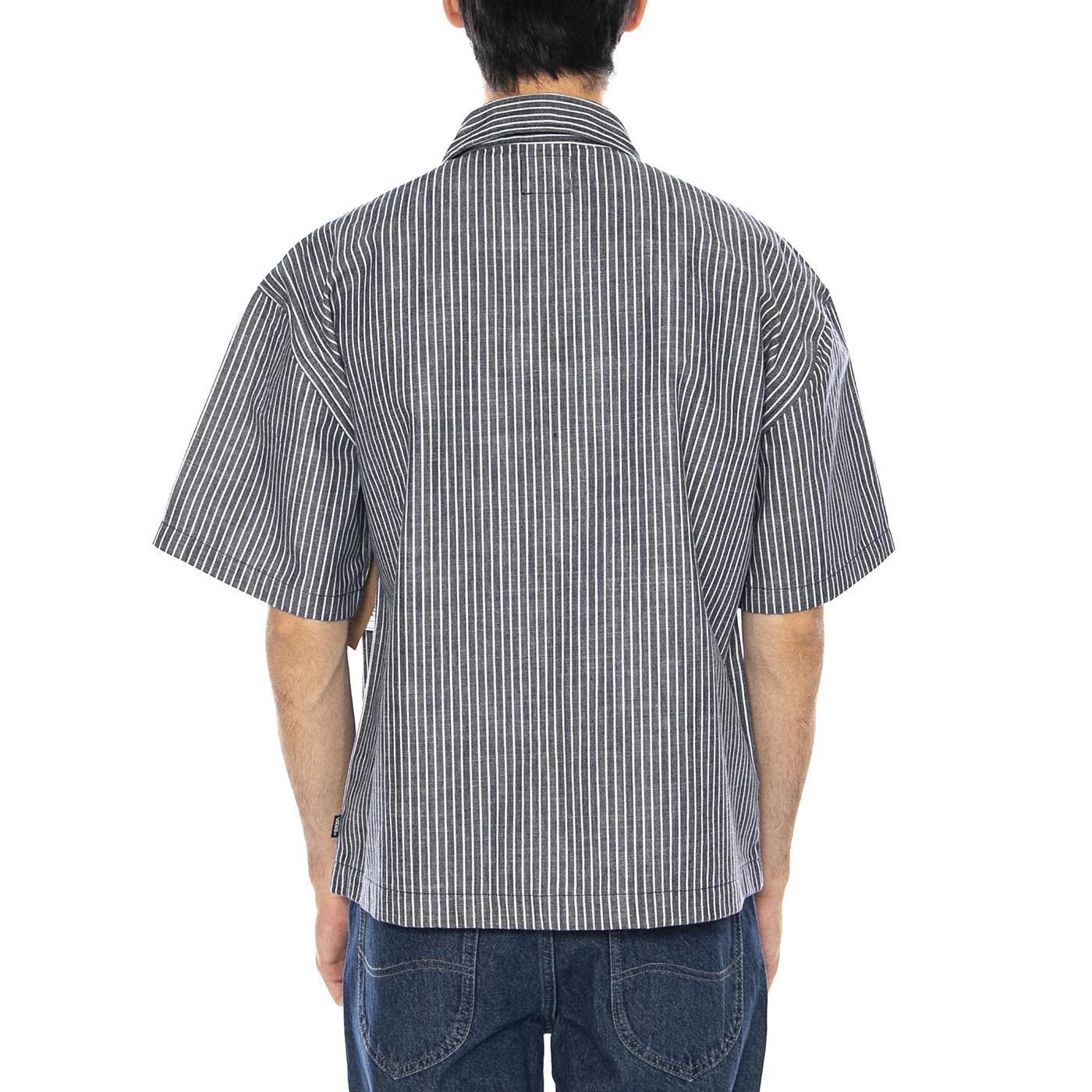 Raw Instinct Shirt Navy -- Men's Short Sleeve Zip-Up Shirt Blue VANS - Image 3
