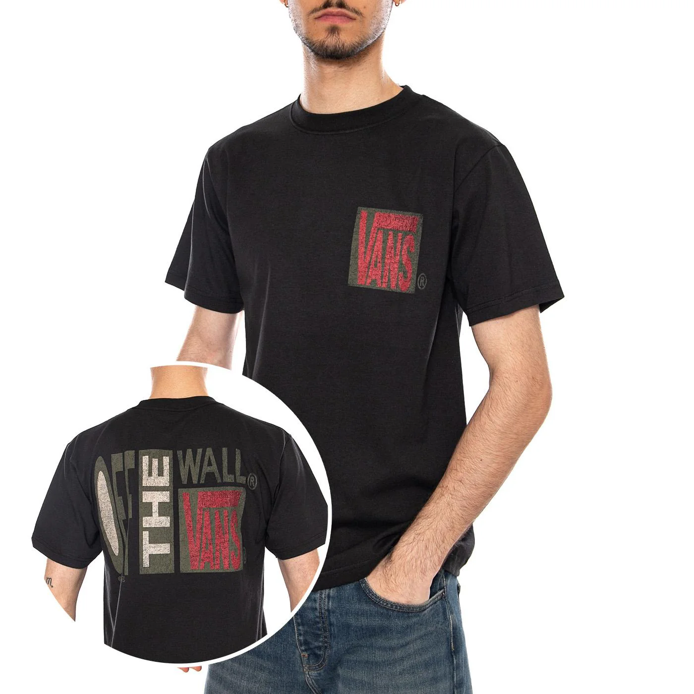 STRETCH STACK CRACKLE S BLACK - Maglietta Girocollo Uomo Nera Uomo VANS