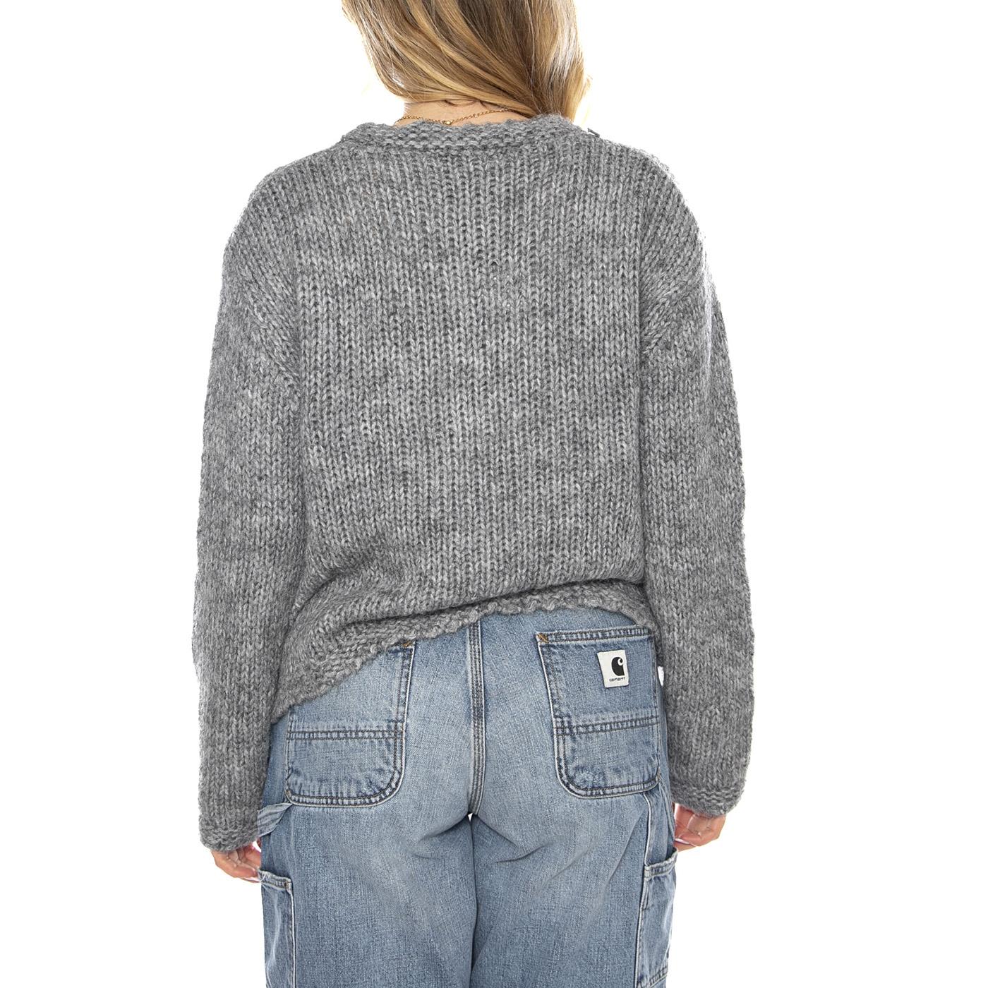 Knit Cardigan Women Gray Crochet -- Cardigan Women Gray Women WILD PONY - Image 3