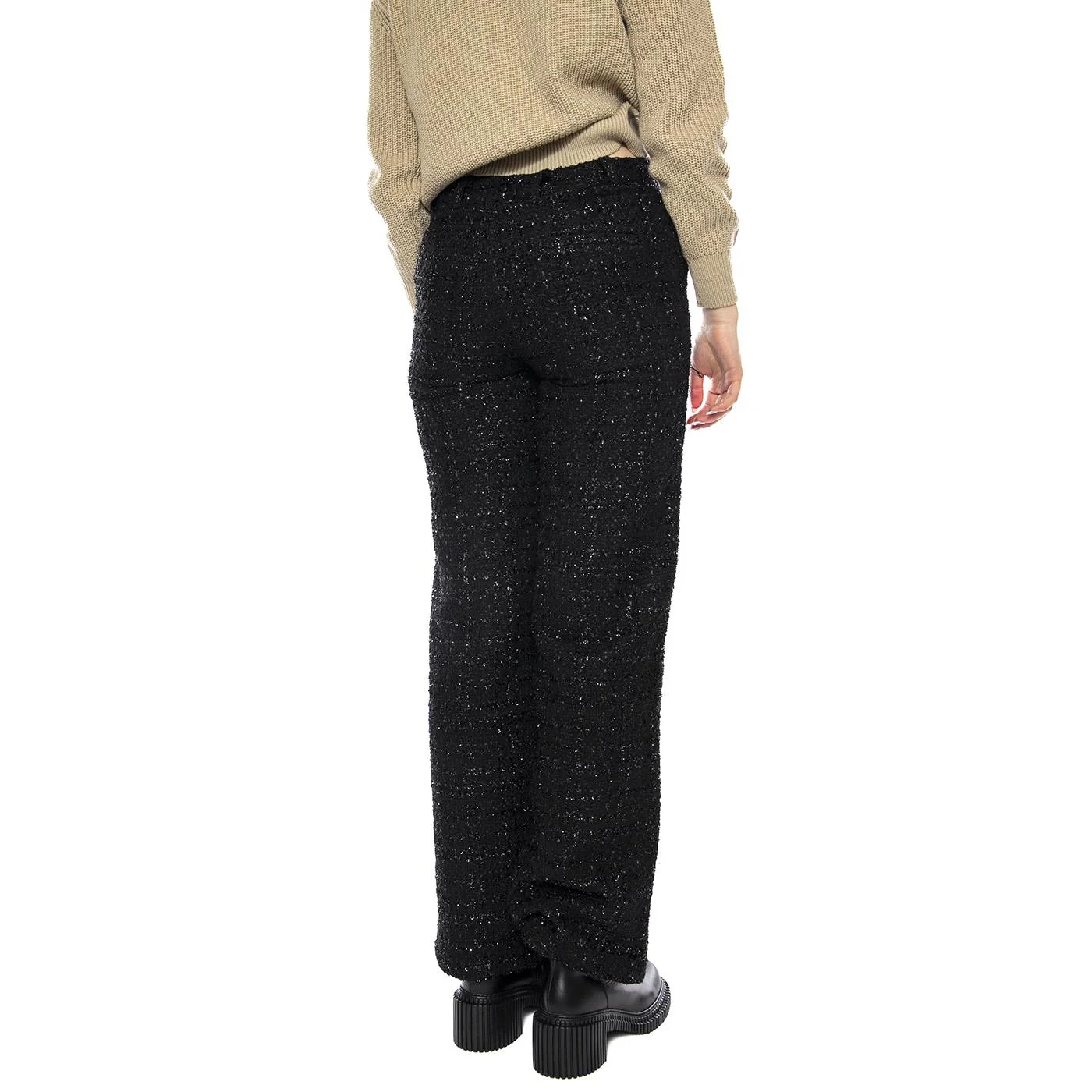 Pantalón Recto Tweed -- Women's Black Trousers WILD PONY - Image 3
