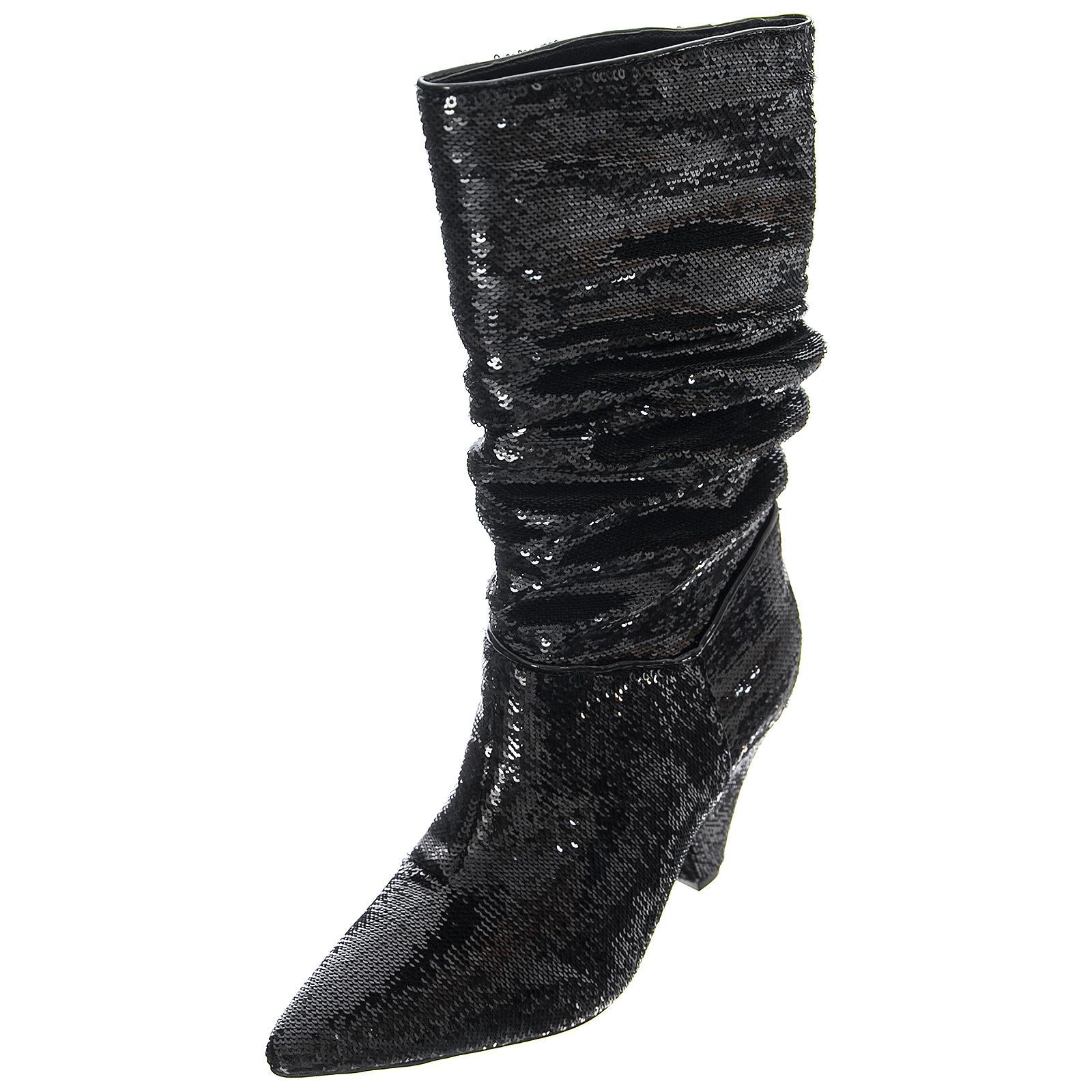 Azure Boots - Black Sequin - Women's Black Sequin Boots WINDSOR SMITH