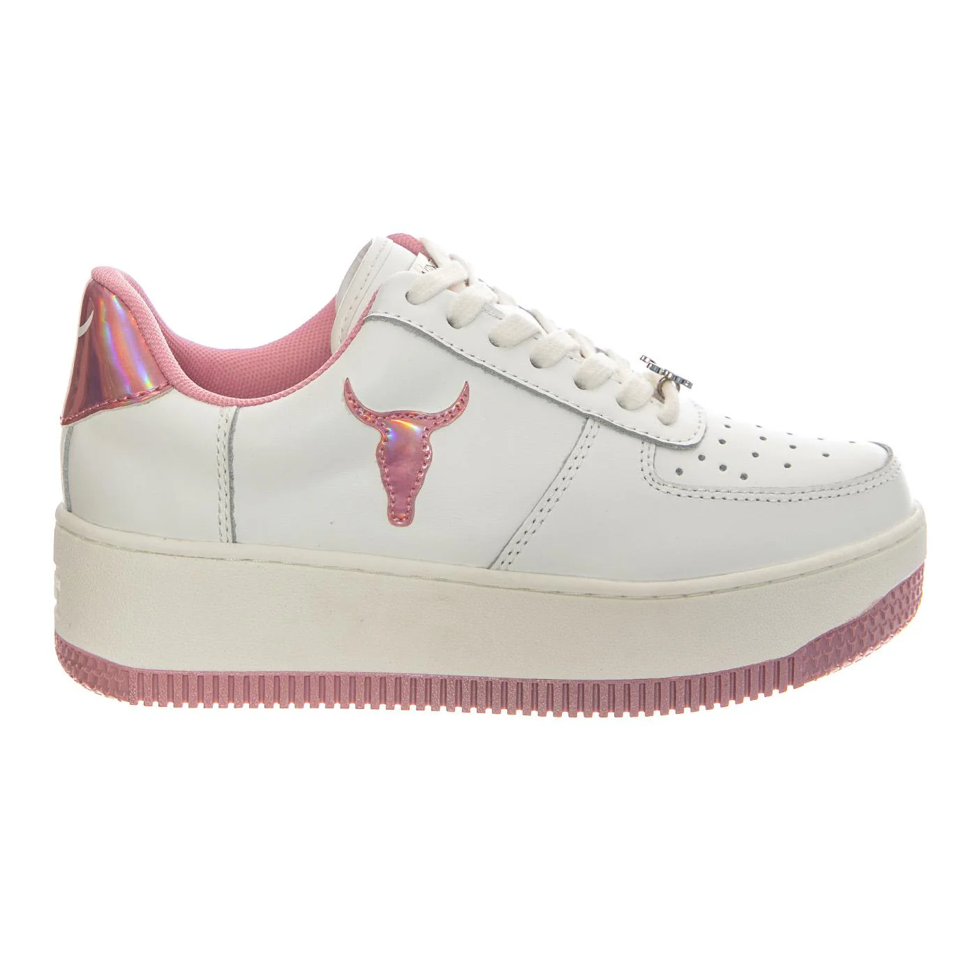 RECHARGE WHITE + PINK HOLO PU - White Lace-Up Women's Shoes Women WINDSOR SMITH