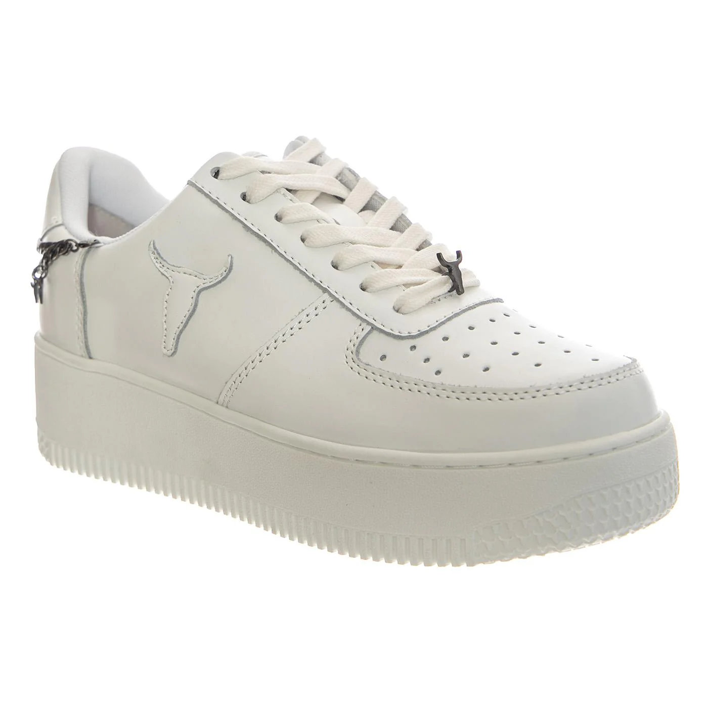 REMEMBER WHITE BRAVE / ANTIQUE SILVER CHAIN - Women's White Lace-Up Shoes WINDSOR SMITH - Image 2