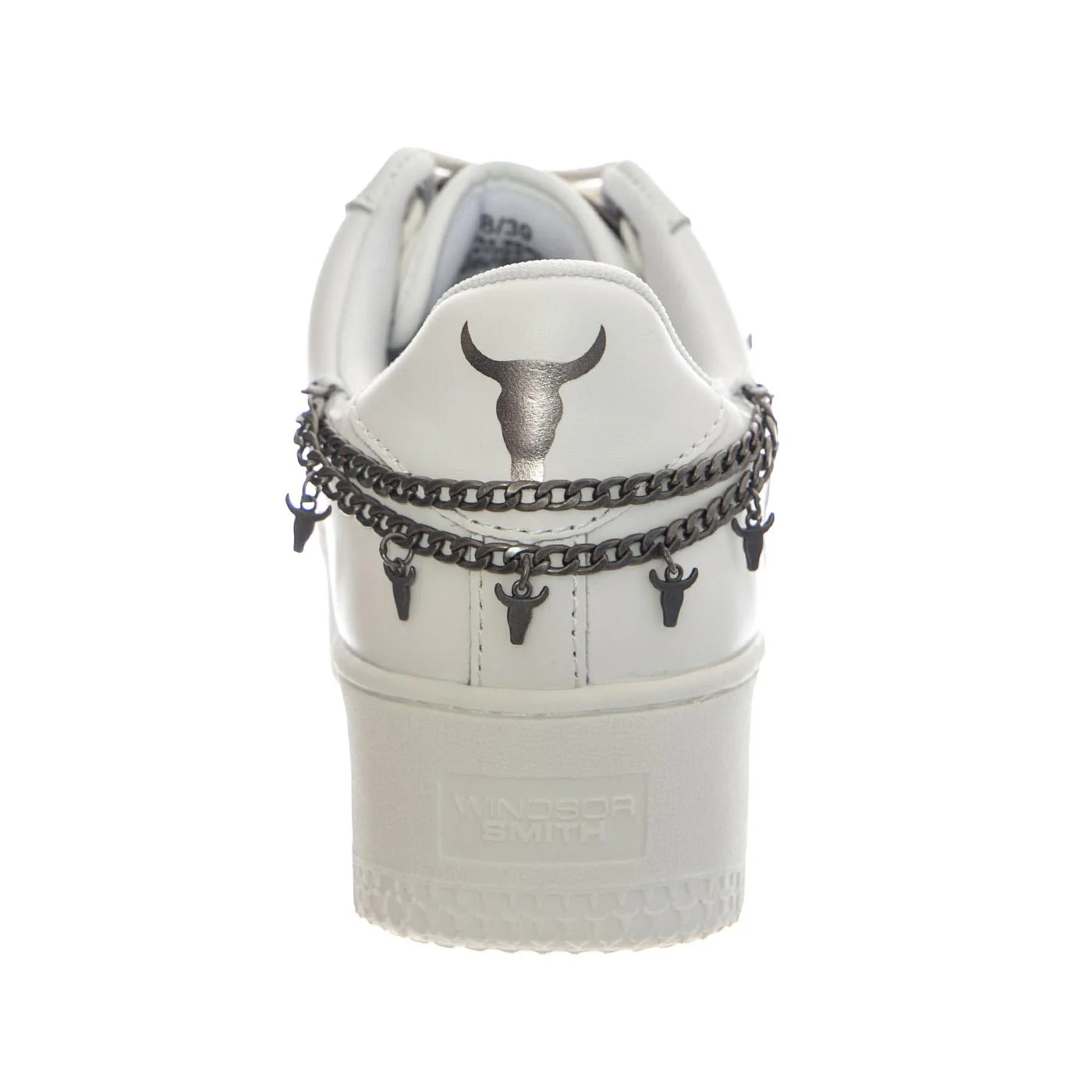 REMEMBER WHITE BRAVE / ANTIQUE SILVER CHAIN - Women's White Lace-Up Shoes WINDSOR SMITH - Image 4