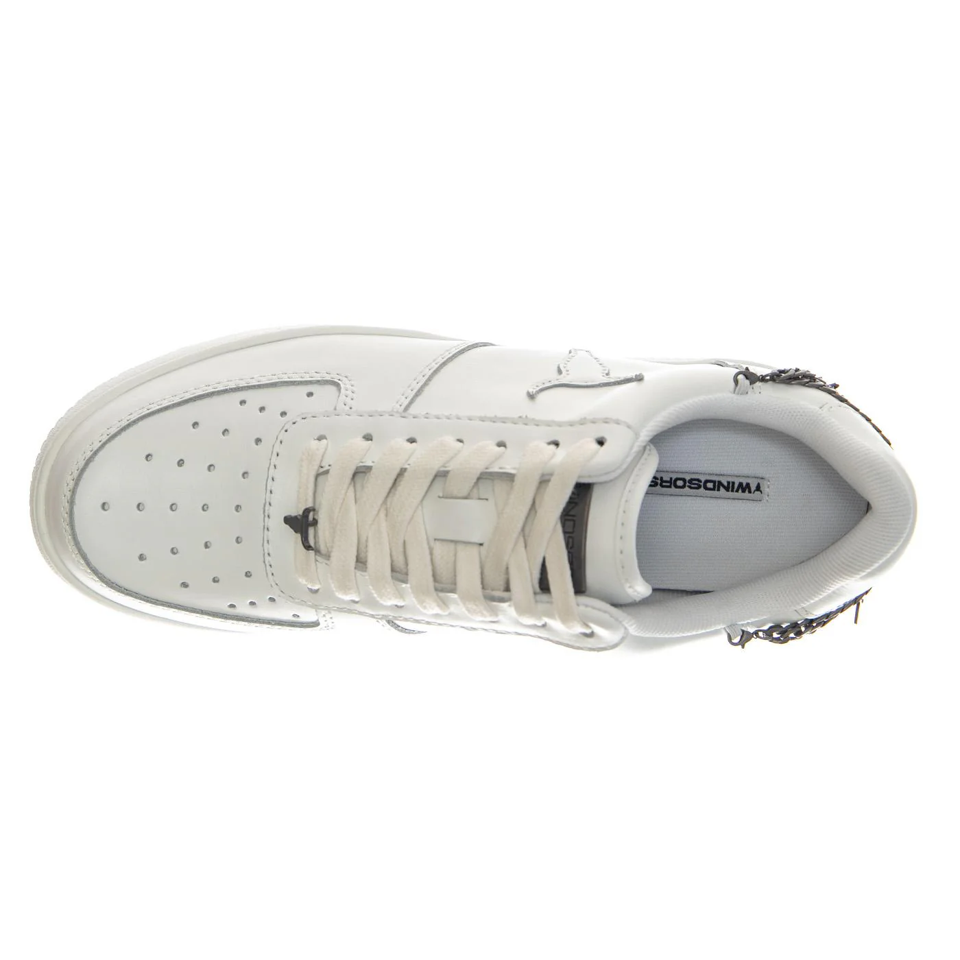 REMEMBER WHITE BRAVE / ANTIQUE SILVER CHAIN - Women's White Lace-Up Shoes WINDSOR SMITH - Image 6
