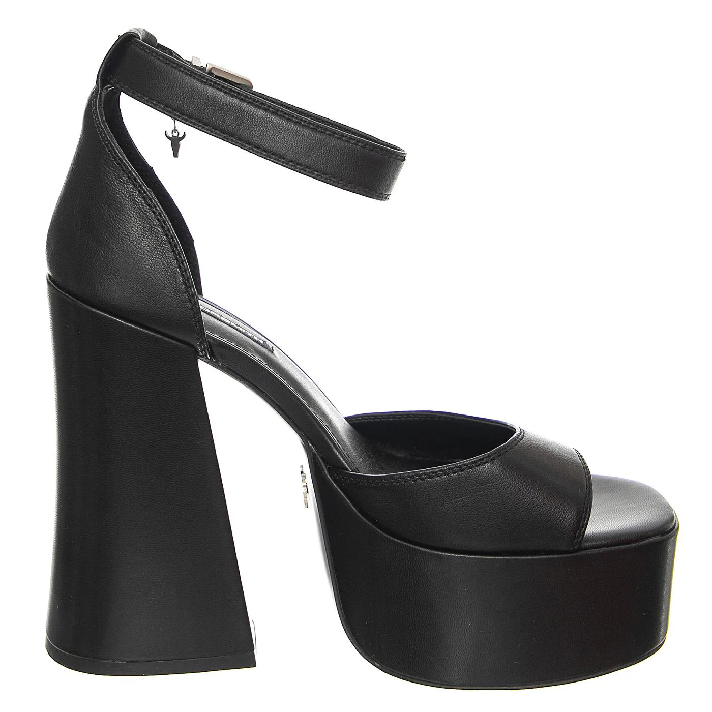 W' Aware Black Leather Sandals - Image 2