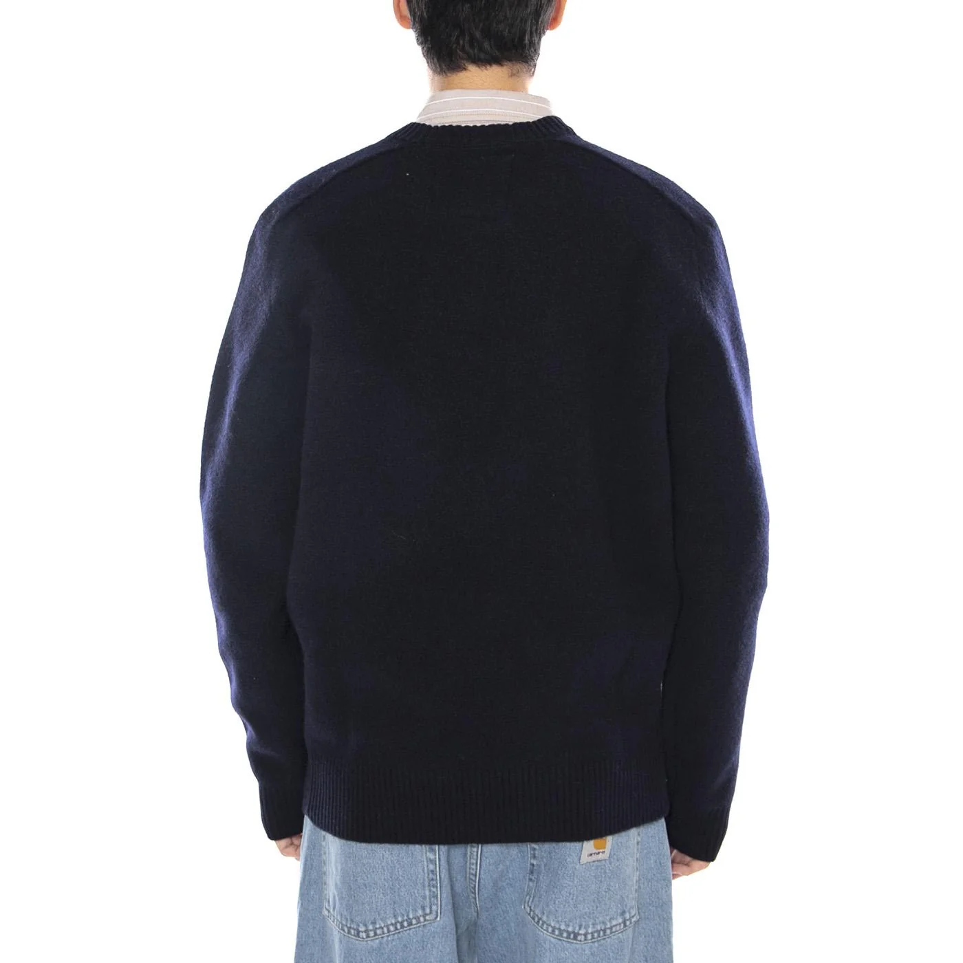 Boiled Wool Sweater Peacoat - Men's Crew Neck Sweater Blue Men WRANGLER - Image 3