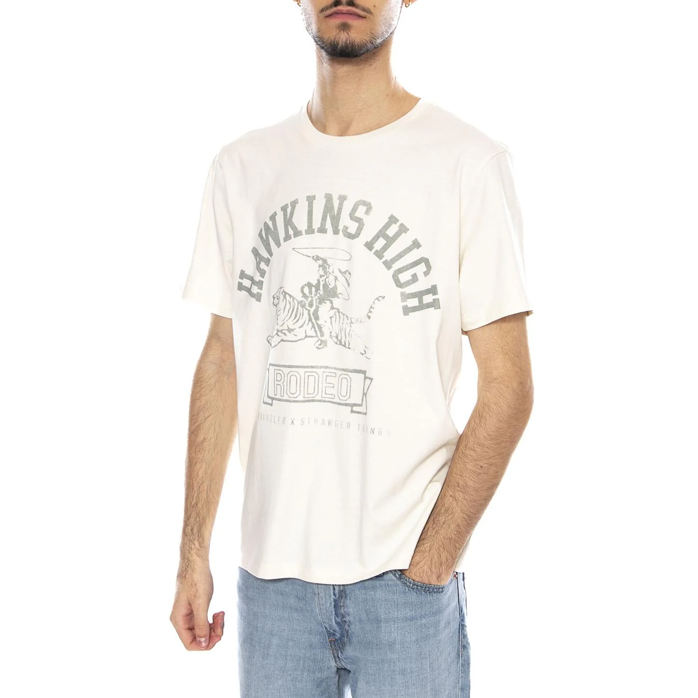 Hawkins High Tee Marshmallo W - Men's Crew Neck T-Shirt Beige Men WRANGLER
