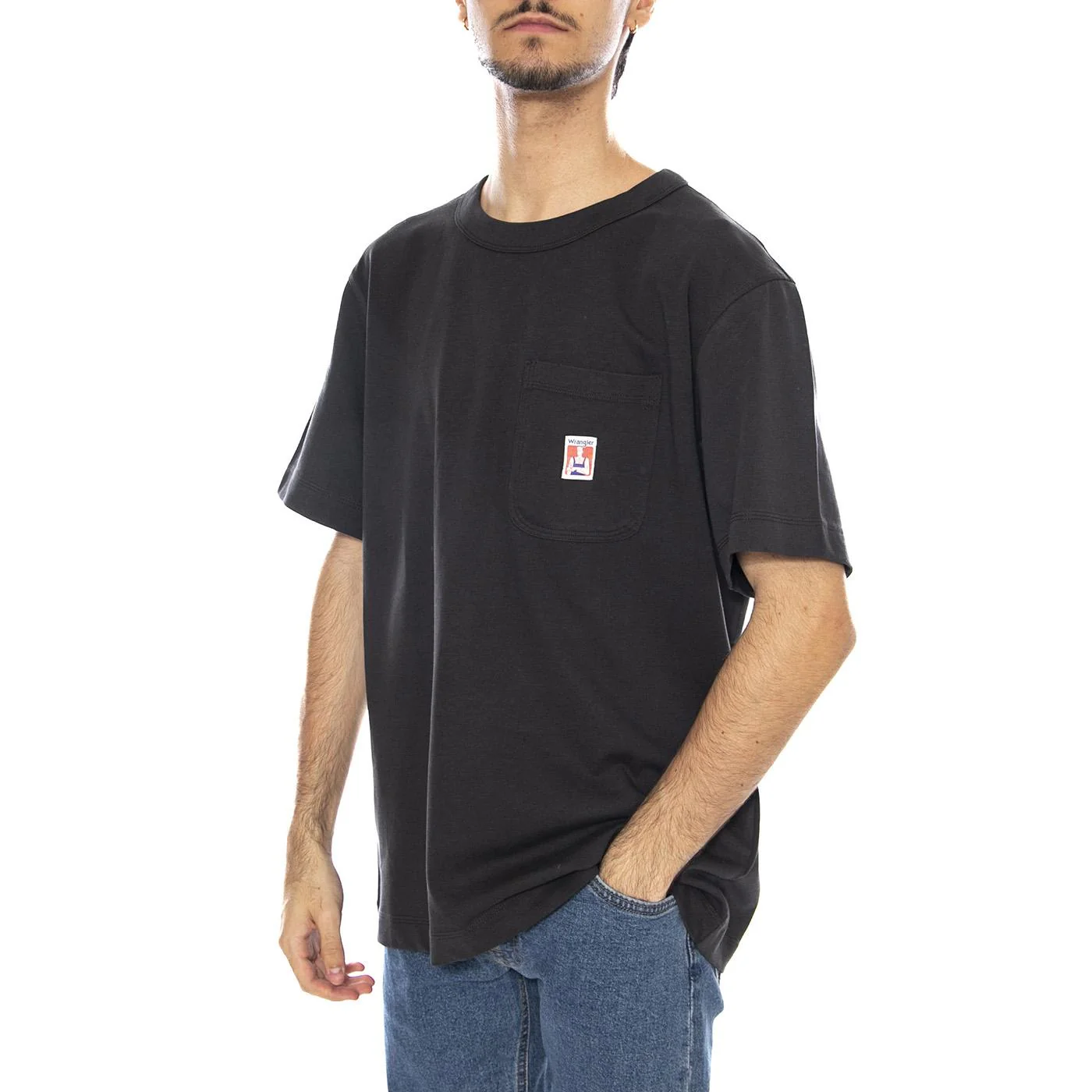 Pocket Tee Faded Black - Men's Crew Neck T-Shirt Black Men WRANGLER