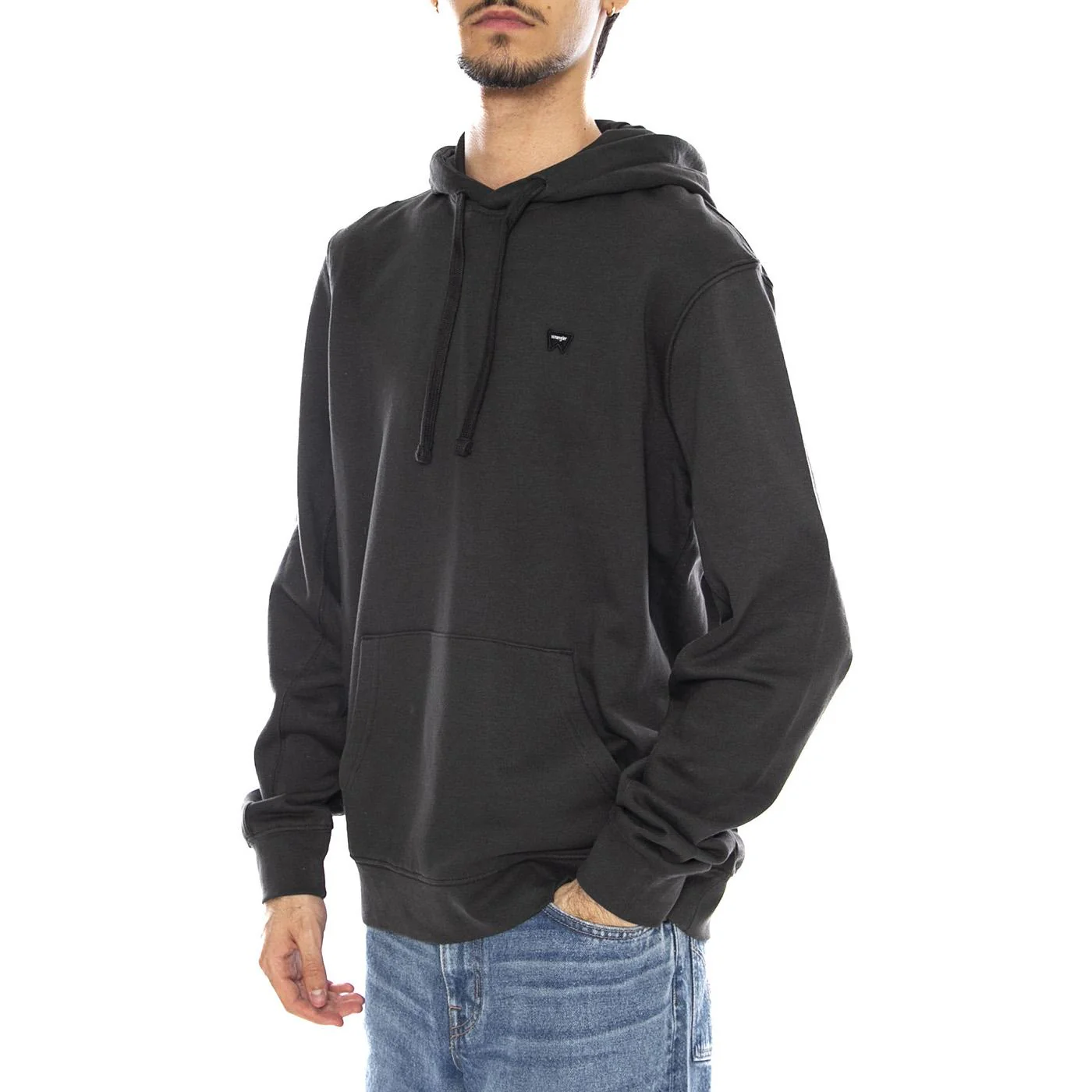 Sign Off Hoodie Faded Black - Men's Black Hoodie WRANGLER